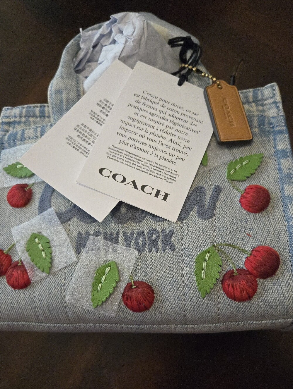 NWT Coach Brass/Denim Multi CargobTote 20 Satchel CDY91 - Picture 9 of 13